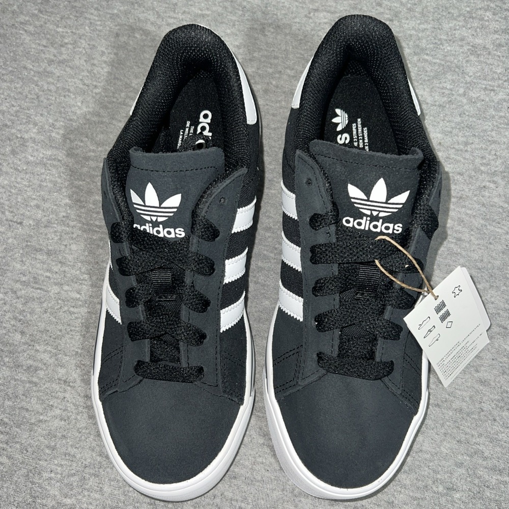 Adidas Campus Vulc J Black White Retro Sneakers Womens 6.5 Kids 4.5 IH8038 - Picture 5 of 16